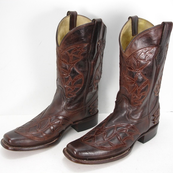 CORRAL R1146 LEATHER PATCH MASK COWBOY BOOTS 9.5 M